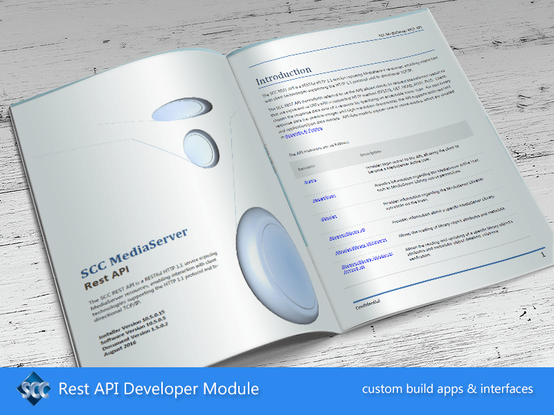 SCC Rest API Developer Module access to SCC MediaServer Digital Asset Management (DAM) System